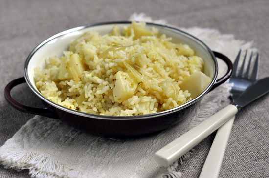 Risotto piccante con pomodori e patate