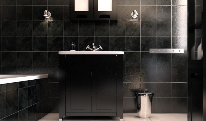 Interno del bagno in colore nero